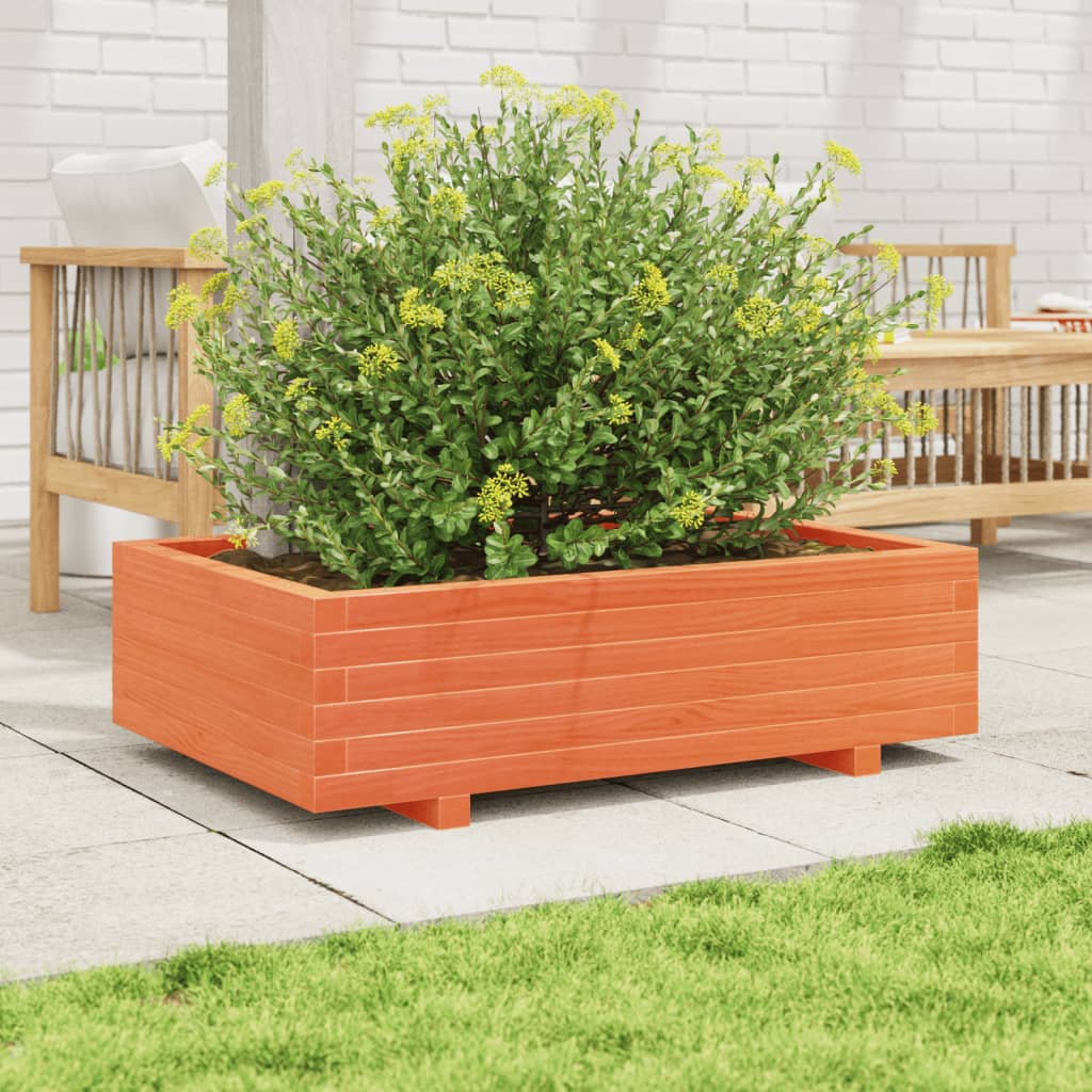 Vidaxl plantenbak 90x60x26,5 cm massief groenenhout wasbruin