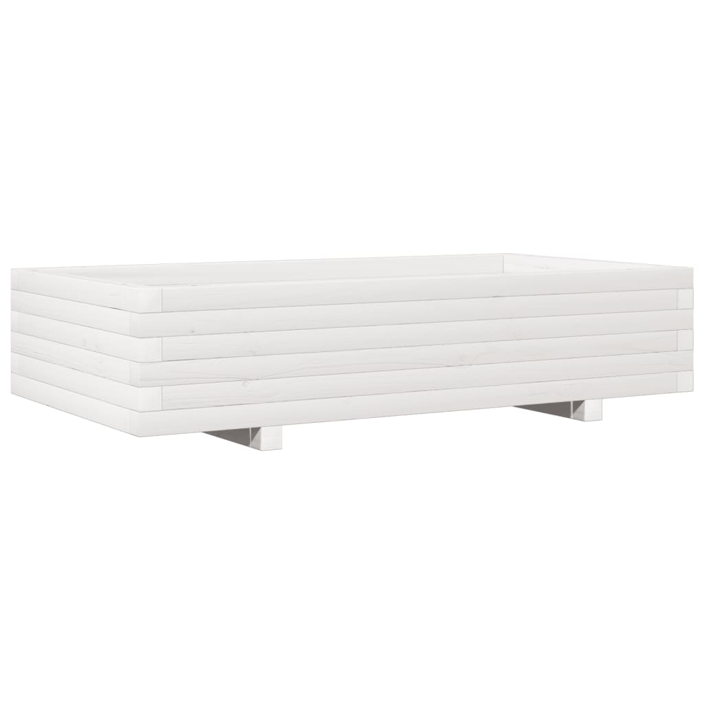 Vidaxl plantenbak 110x60x26,5 cm massief groenhout wit