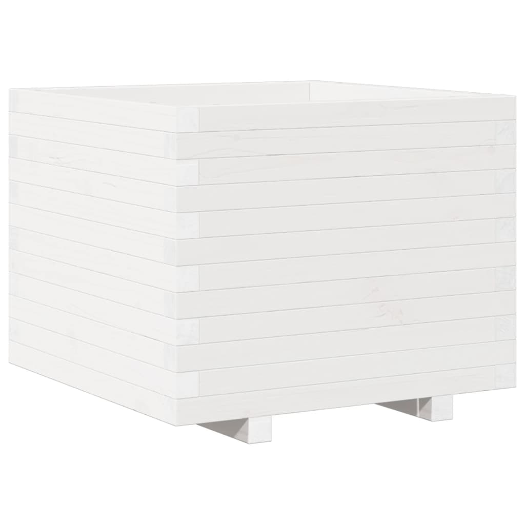 Vidaxl plantenbak 60x60x49,5 cm massief groenhout wit