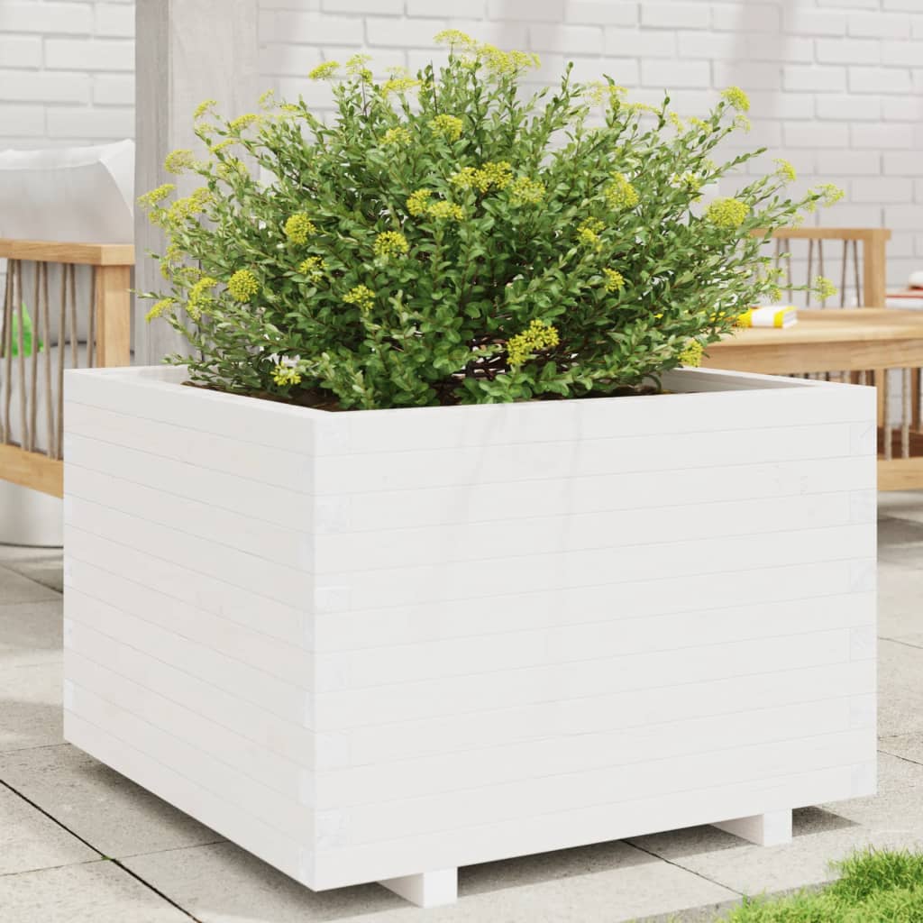 Vidaxl plantenbak 70x70x49,5 cm massief groenhout wit