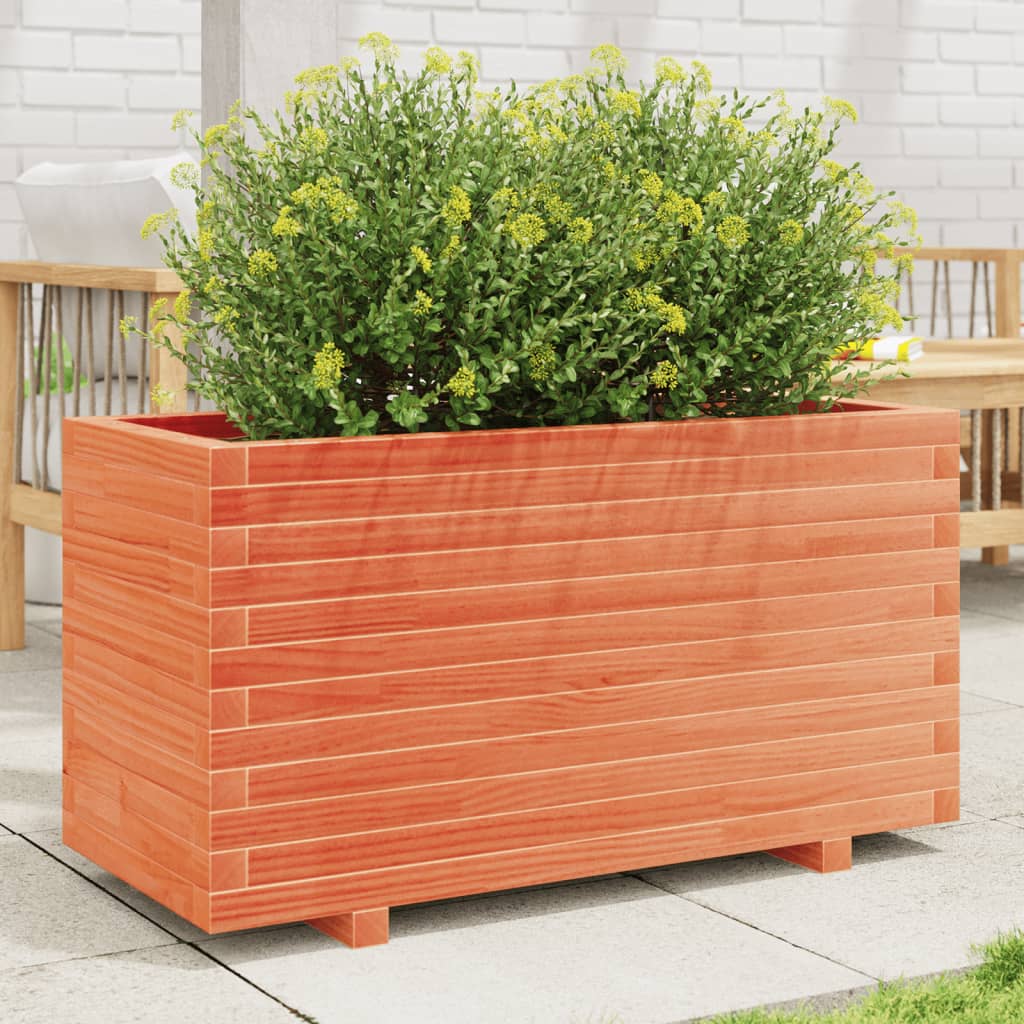 Vidaxl plantenbak 90x40x49,5 cm massief groenenhout wasbruin