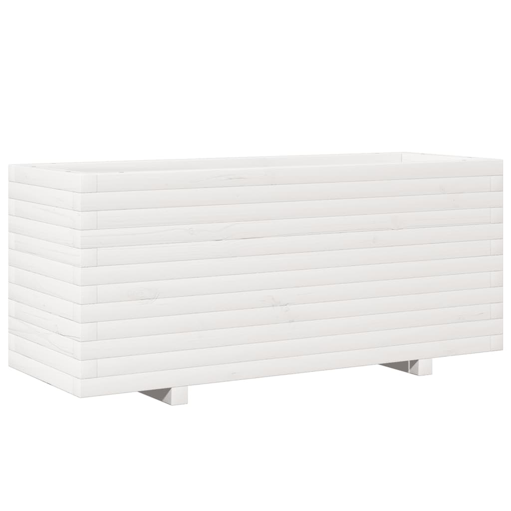 Vidaxl plantenbak 110x40x49,5 cm massief groenhout wit