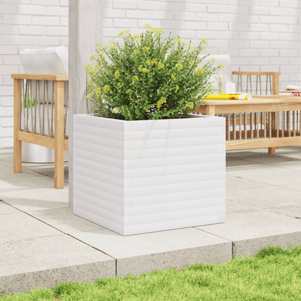 VidaXL Plantenbak 50x50x46 cm massief groenhout wit