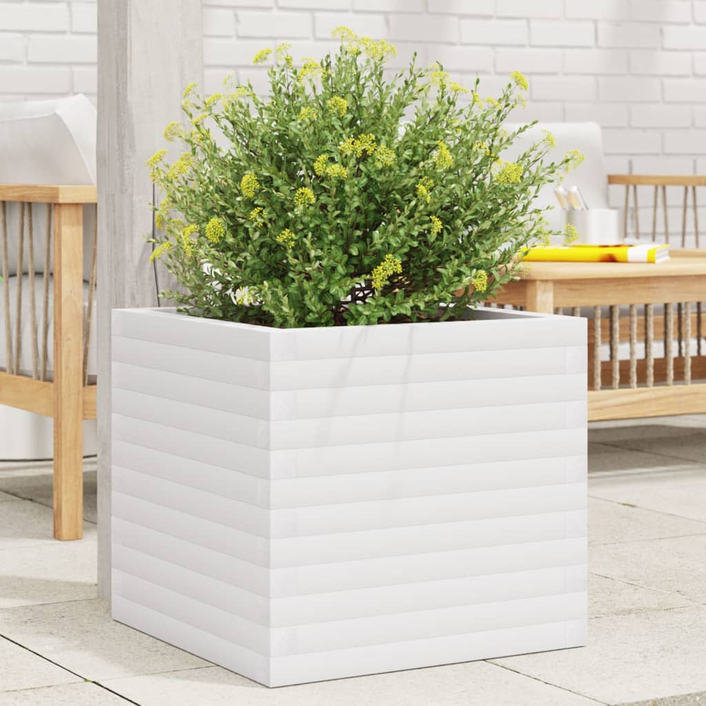 VidaXL Plantenbak 50x50x46 cm massief groenhout wit