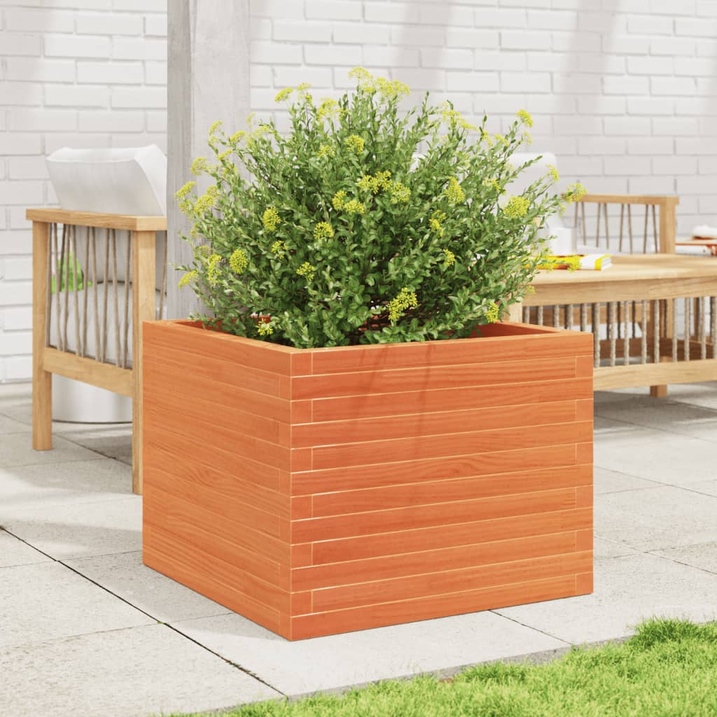Vidaxl plantenbak 60x60x46 cm massief grenenhout wasbruin