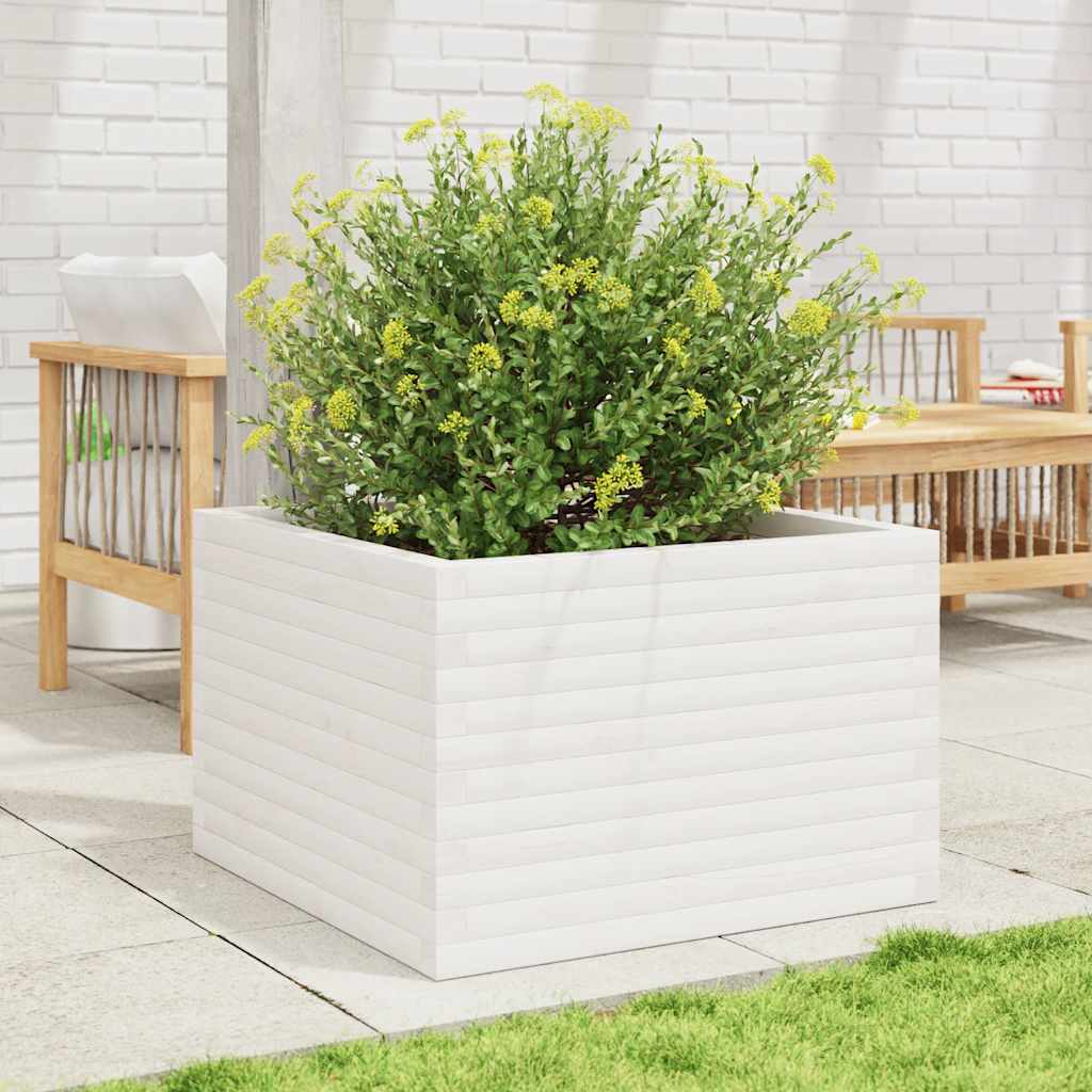 VidaXL Plantenbak 70x70x46 cm massief groenhout wit