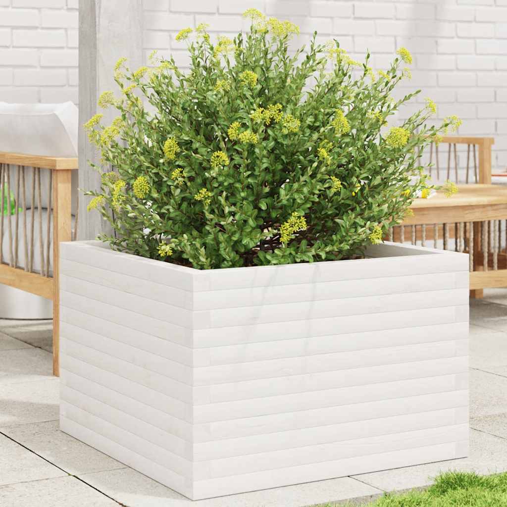 VidaXL Plantenbak 70x70x46 cm massief groenhout wit
