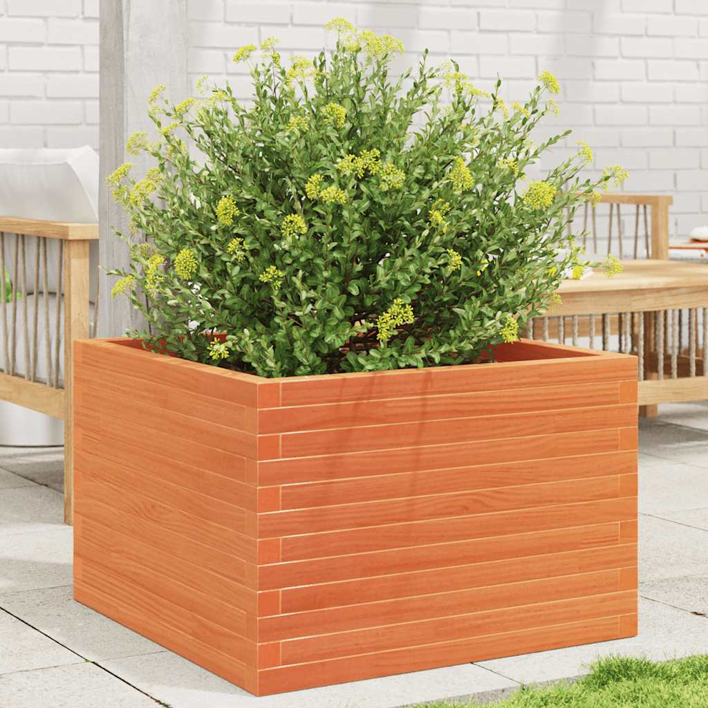 VidaXL Plantenbak 70x70x46 cm massief groenhout wasbruin