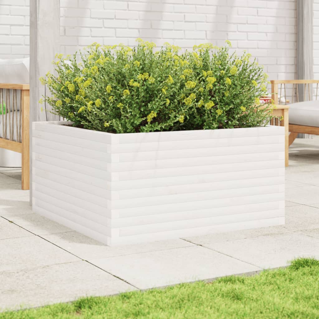 VidaXL Plantenbak 90x90x46 cm massief groenhout wit