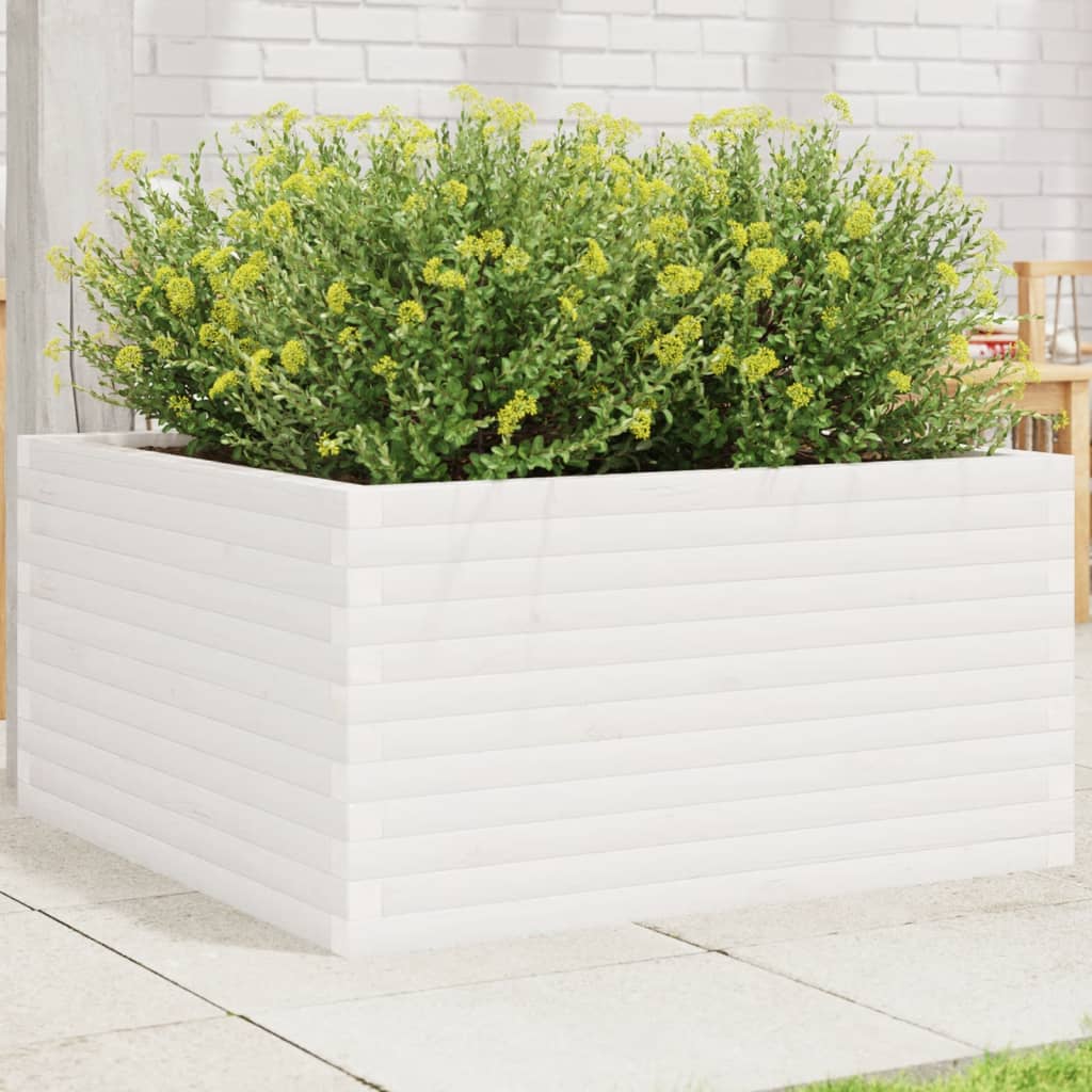 VidaXL Plantenbak 90x90x46 cm massief groenhout wit