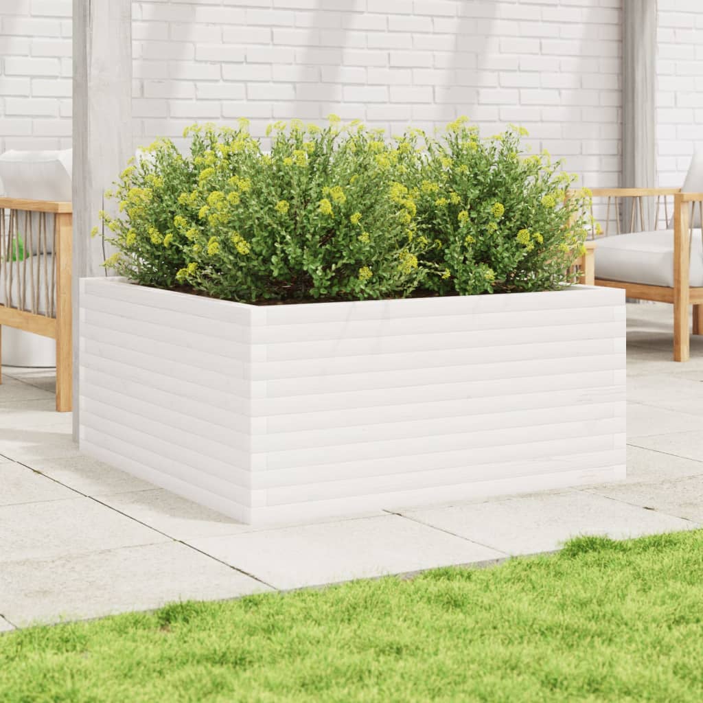 VidaXL Plantenbak 100x100x46 cm massief groenhout wit