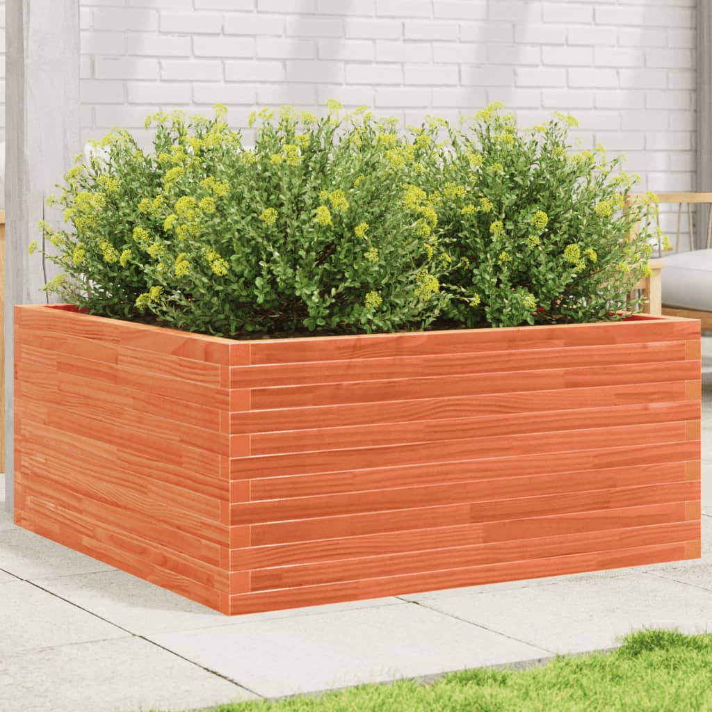 VidaXL Plantenbak 100x100x46 cm massief groenenhout wasbruin