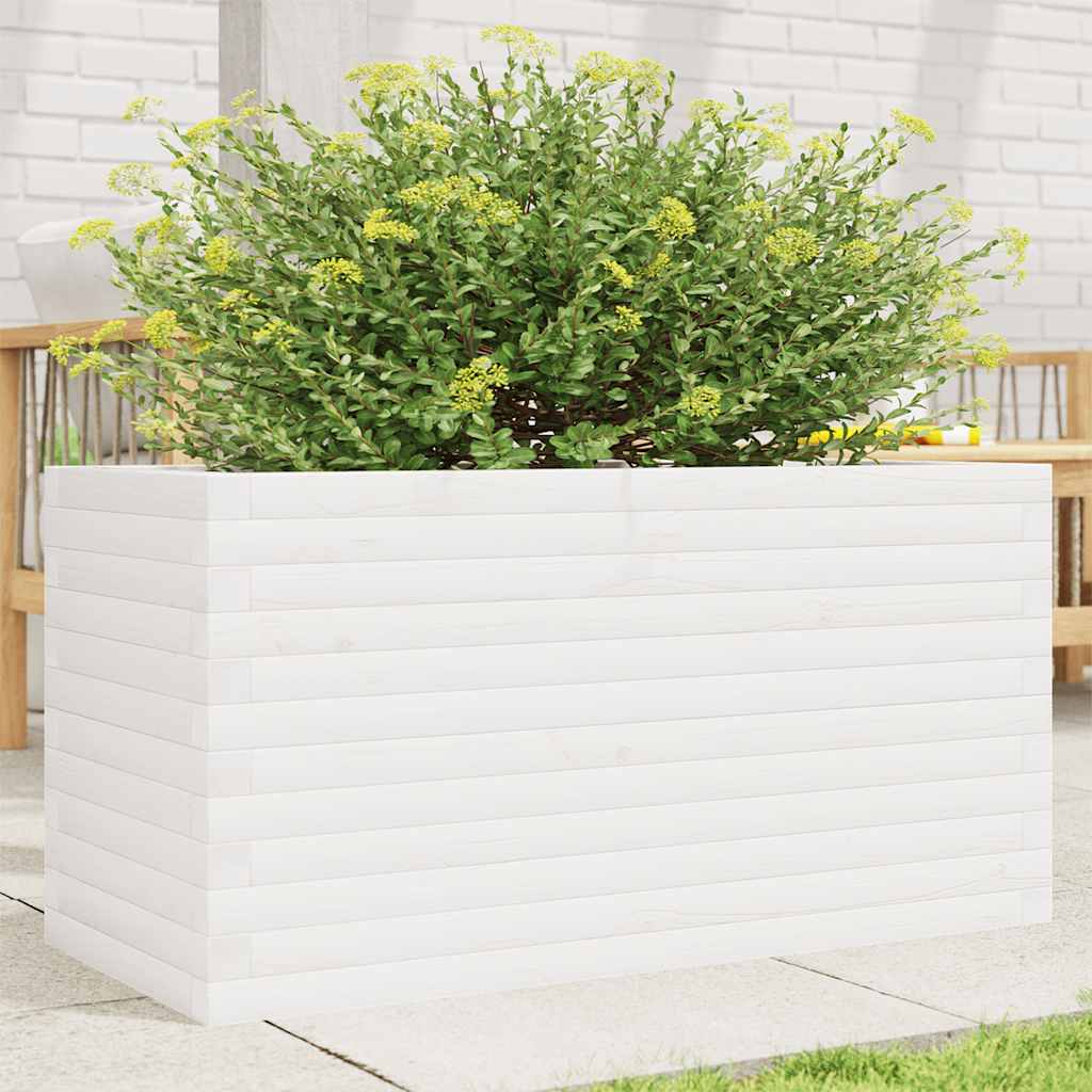 Vidaxl plantenbak 90x40x46 cm massief grenenhout wit