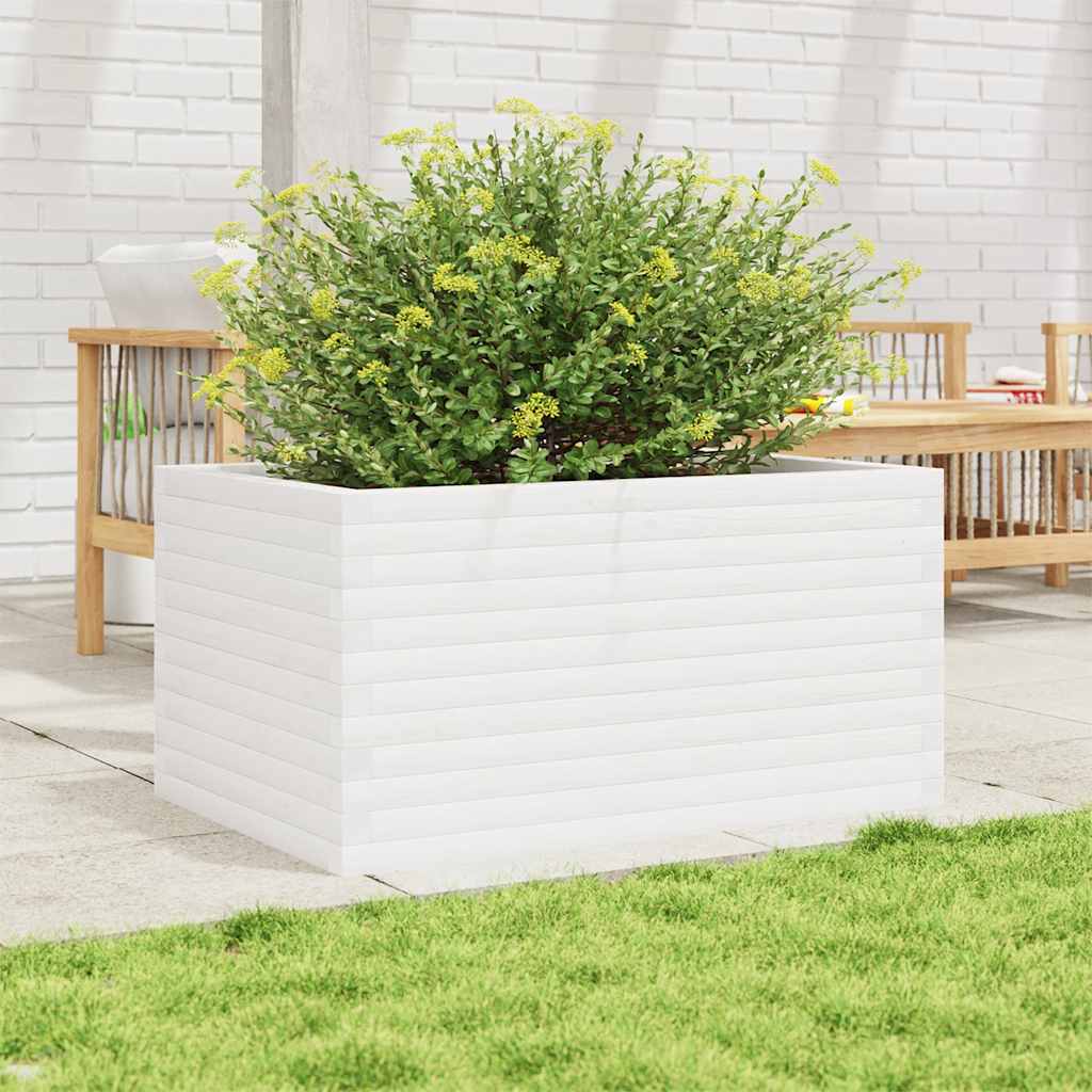 VidaXL Plantenbak 90x60x46 cm massief groenhout wit