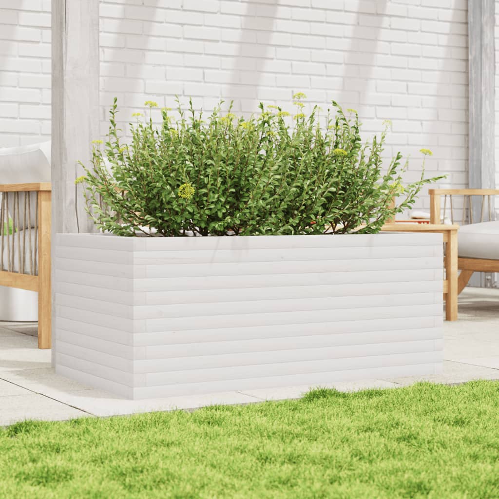VidaXL Plantenbak 110x60x46 cm massief groenhout wit