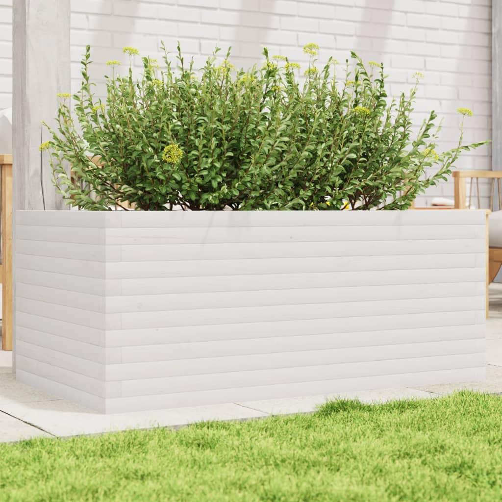 VidaXL Plantenbak 110x60x46 cm massief groenhout wit