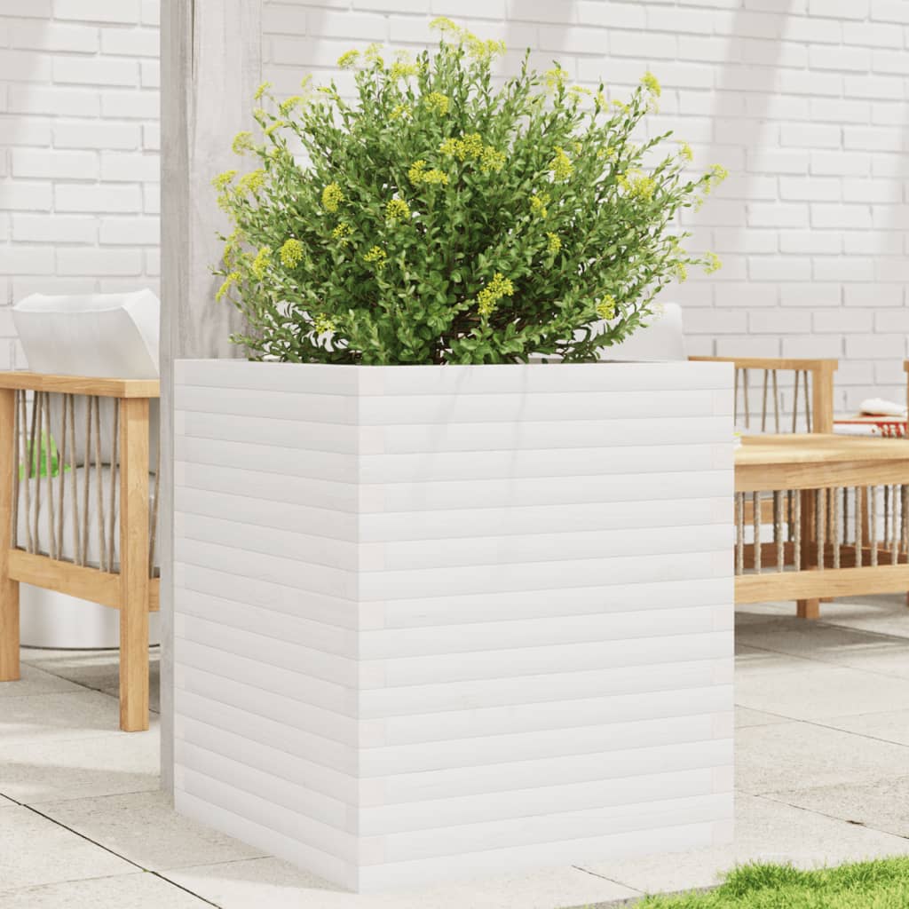VidaXL Plantenbak 60x60x68,5 cm massief groenhout wit