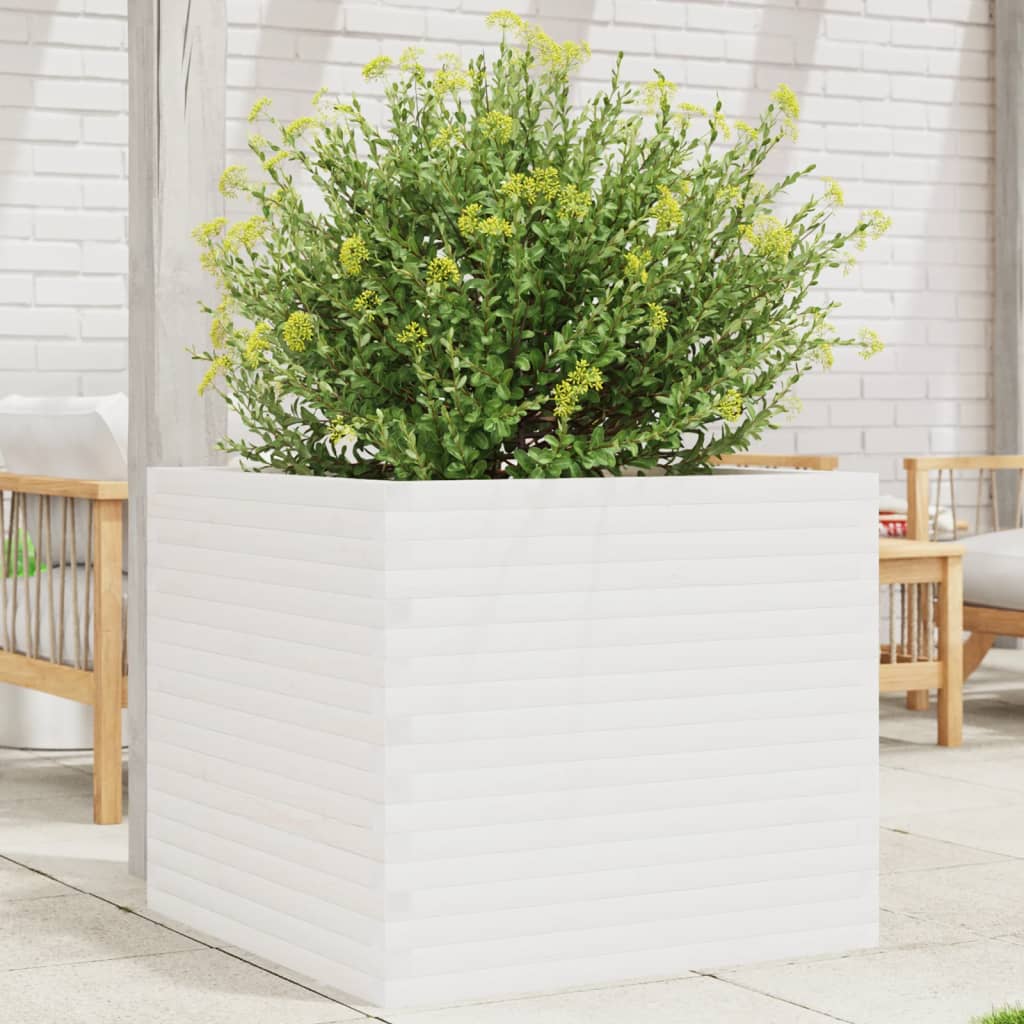 VidaXL Plantenbak 80x80x68,5 cm massief groenhout wit