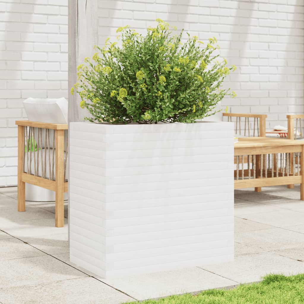 Vidaxl plantenbak 70x40x68,5 cm massief grenenhout wit