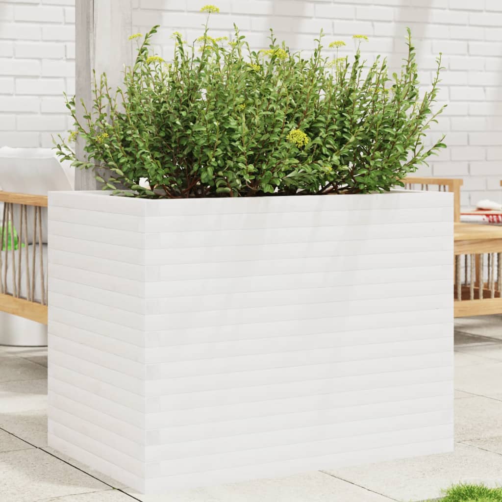 VidaXL Plantenbak 90x60x68,5 cm massief groenhout wit