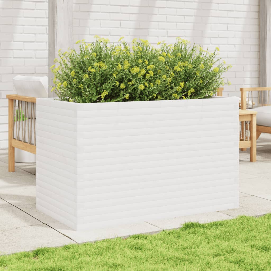 VidaXL Plantenbak 110x60x68,5 cm massief groenhout wit