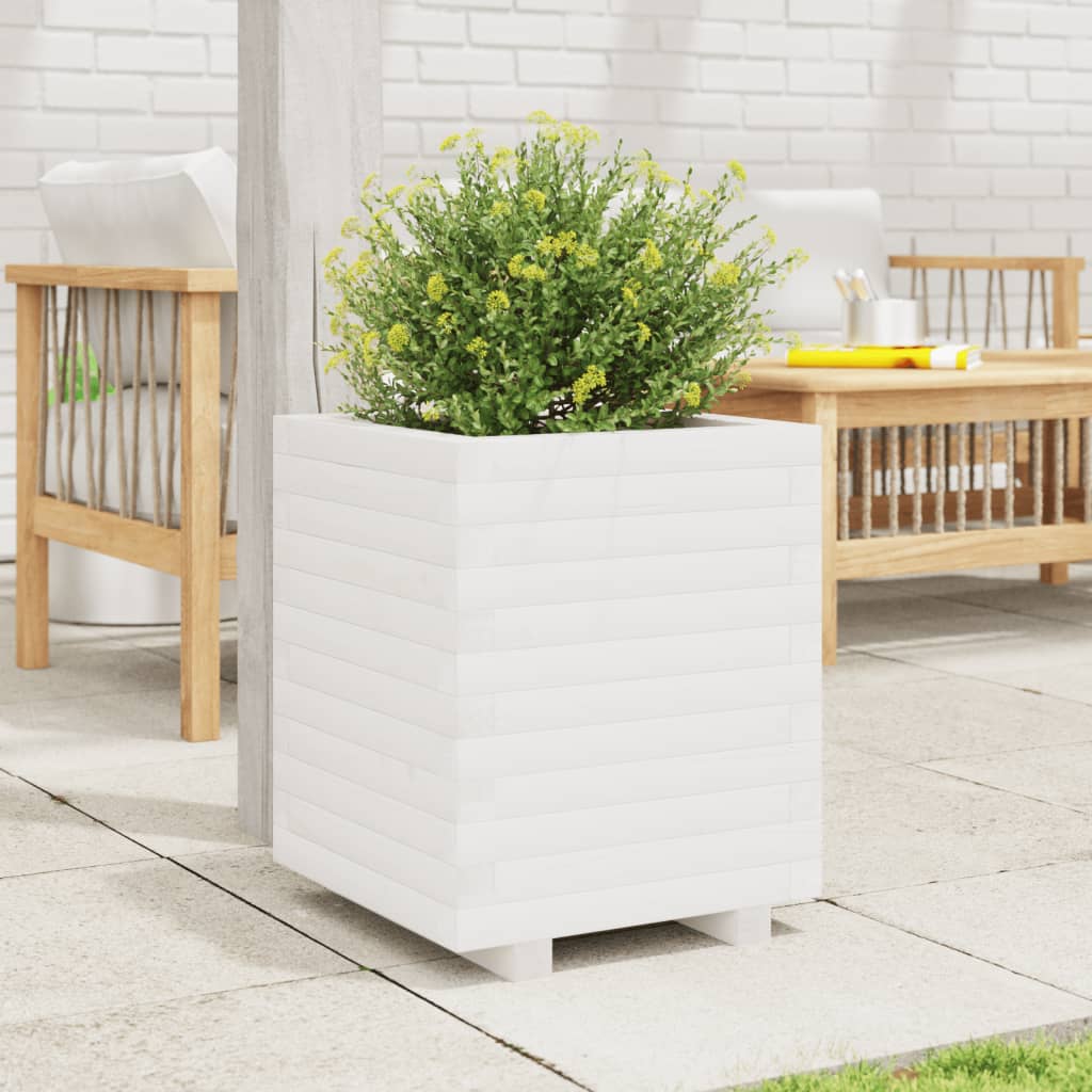 Vidaxl plantenbak 40x40x49,5 cm massief grenenhout wit