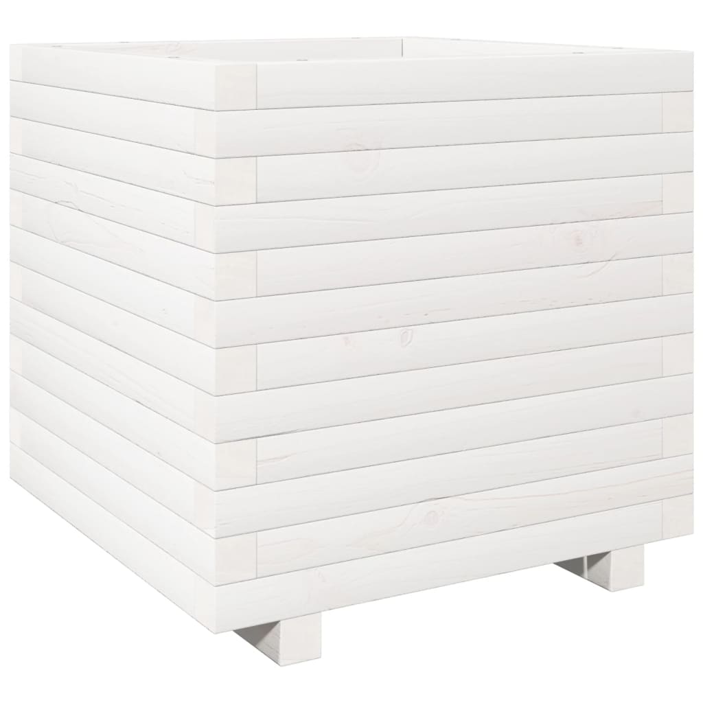 VidaXL Plantenbak 50x50x49,5 cm massief groenhout wit