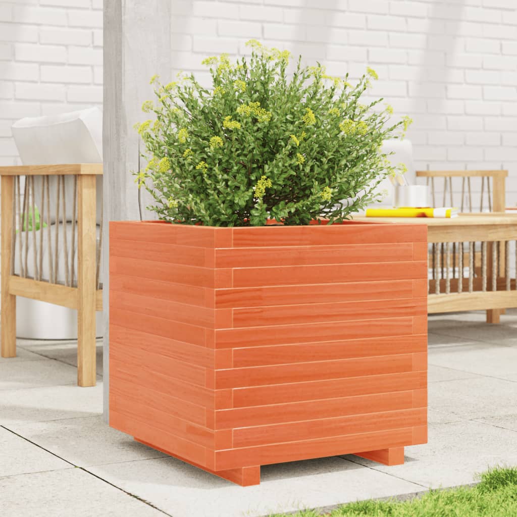 Vidaxl plantenbak 50x50x49,5 cm massief grenenhout wasbruin