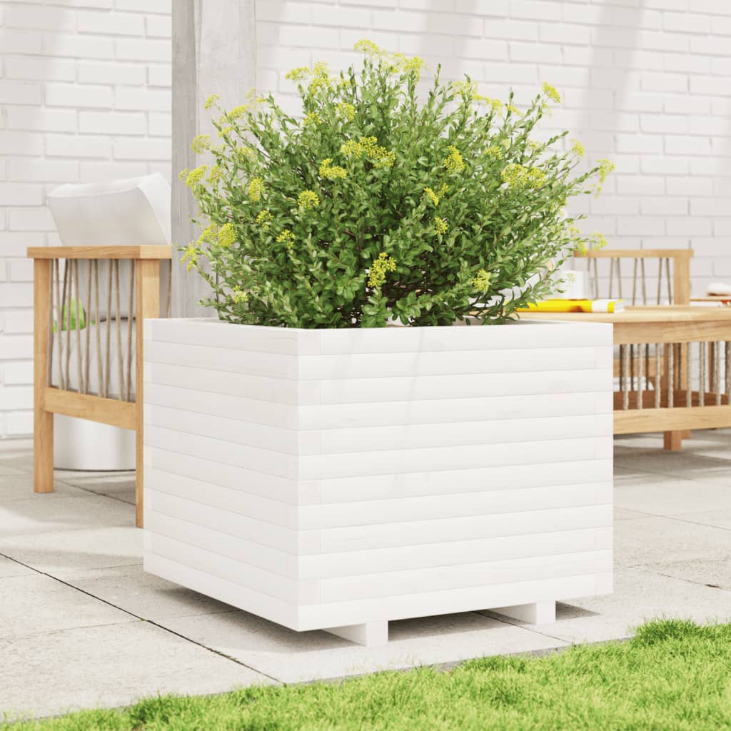 VidaXL Plantenbak 60x60x49,5 cm massief groenhout wit