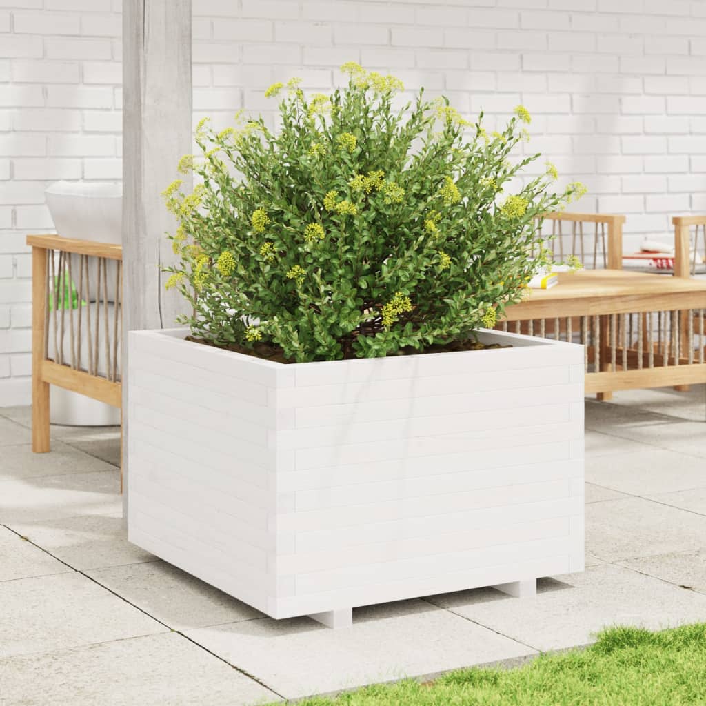VidaXL Plantenbak 70x70x49,5 cm massief groenhout wit