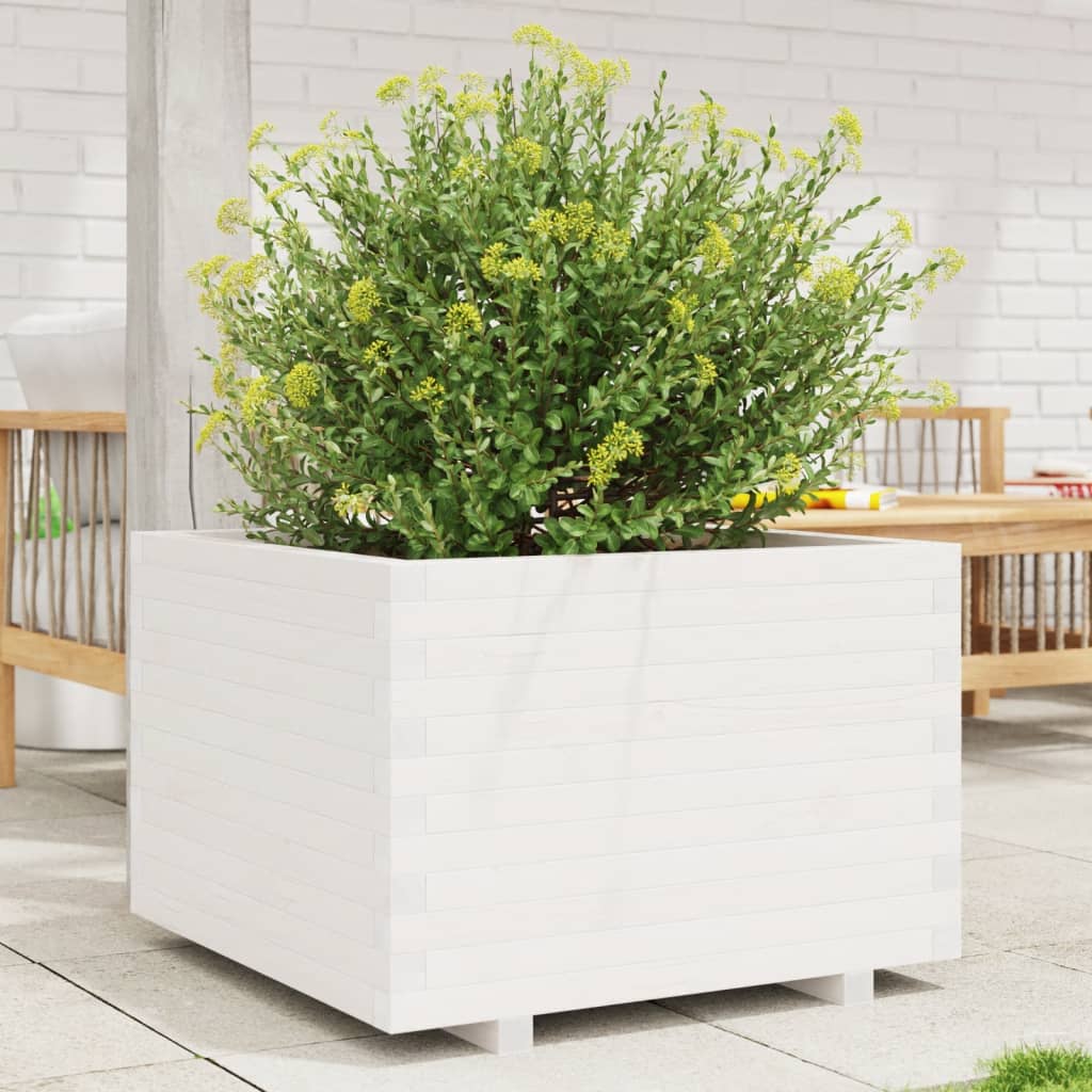 VidaXL Plantenbak 70x70x49,5 cm massief groenhout wit
