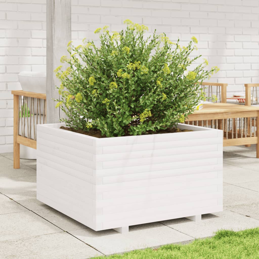 VidaXL Plantenbak 80x80x49,5 cm massief groenhout wit