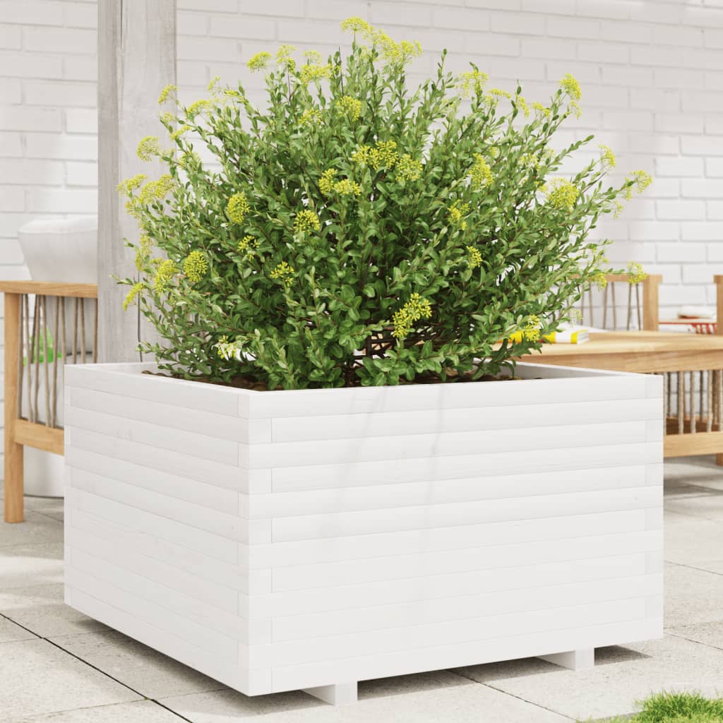 VidaXL Plantenbak 80x80x49,5 cm massief groenhout wit