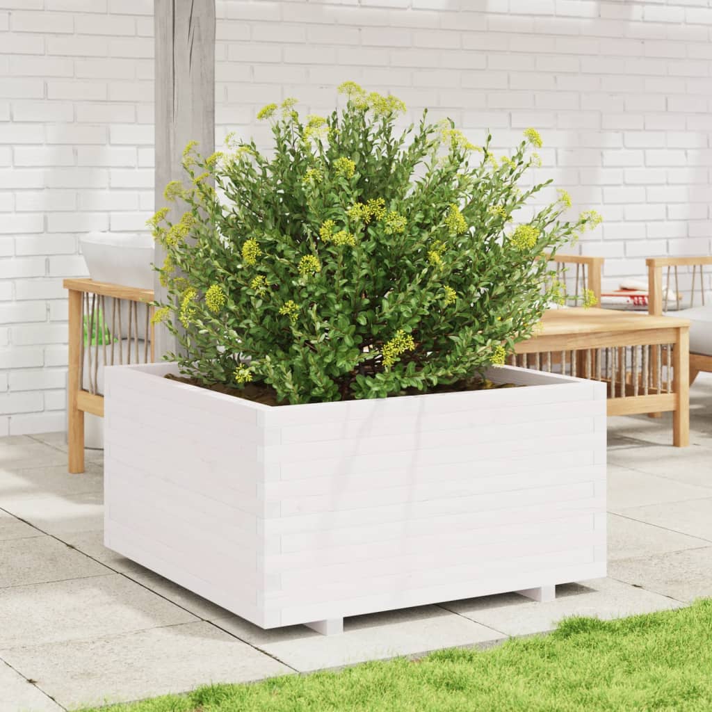 VidaXL Plantenbak 90x90x49,5 cm massief groenhout wit