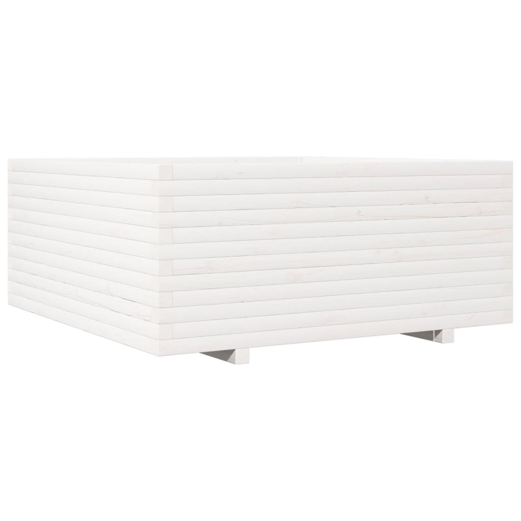 VidaXL Plantenbak 110x110x49,5 cm massief groenhout wit