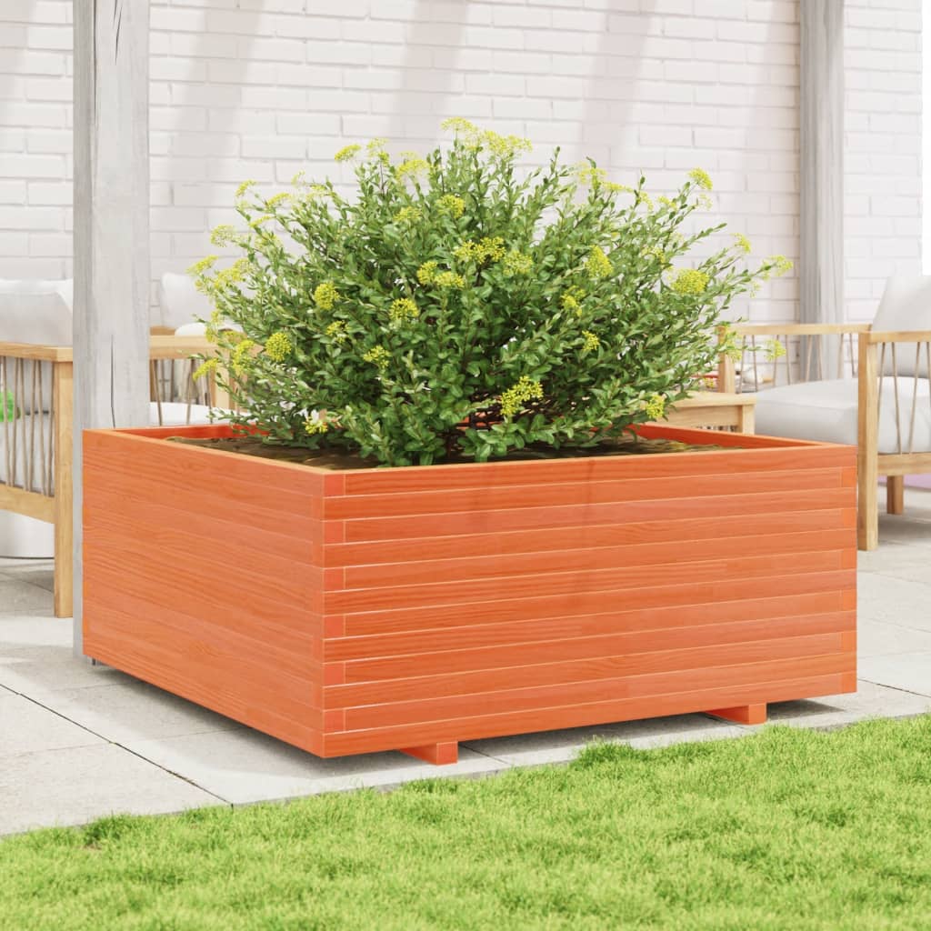VidaXL Plantenbak 110x110x49,5 cm massief groenenhout wasbruin