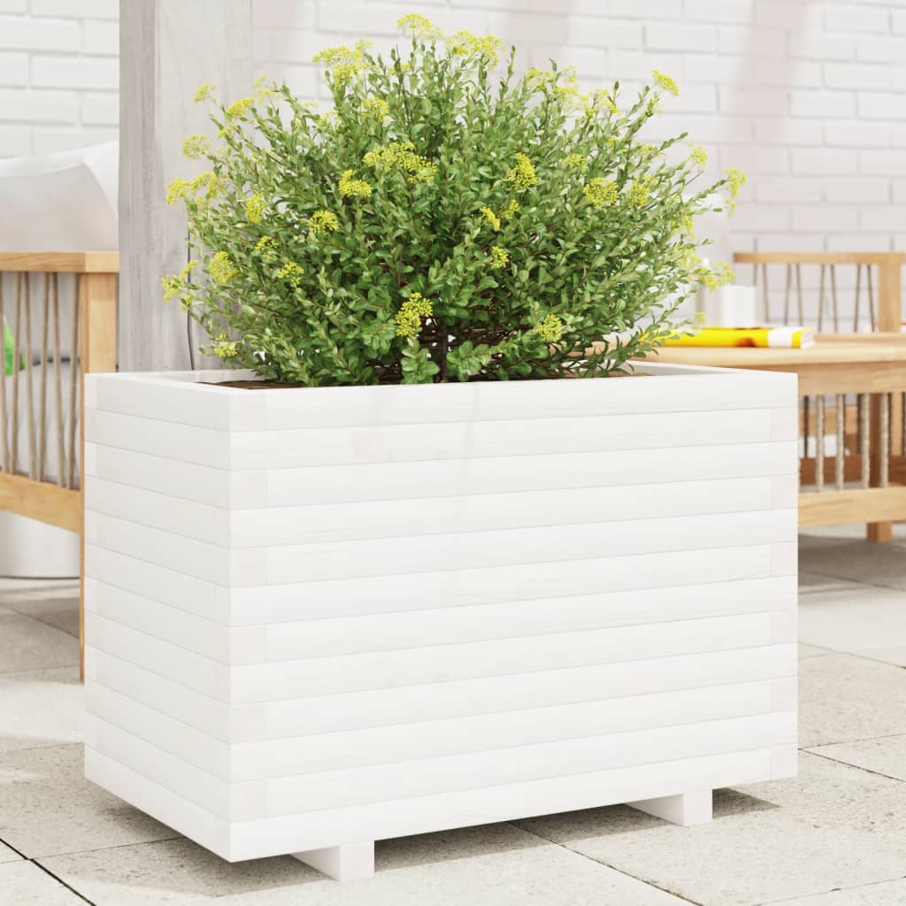 VidaXL Plantenbak 70x40x49,5 cm massief groenhout wit