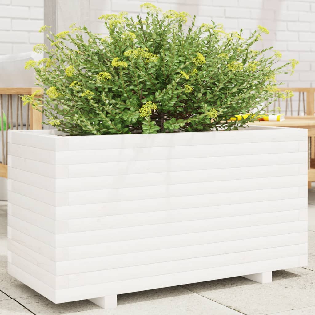 VidaXL Plantenbak 90x40x49,5 cm massief groenhout wit