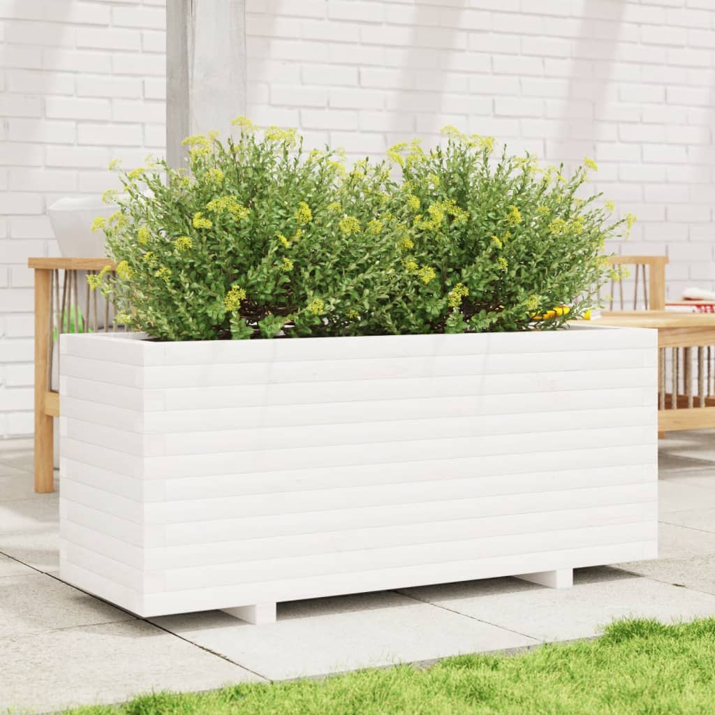 VidaXL Plantenbak 110x40x49,5 cm massief groenhout wit