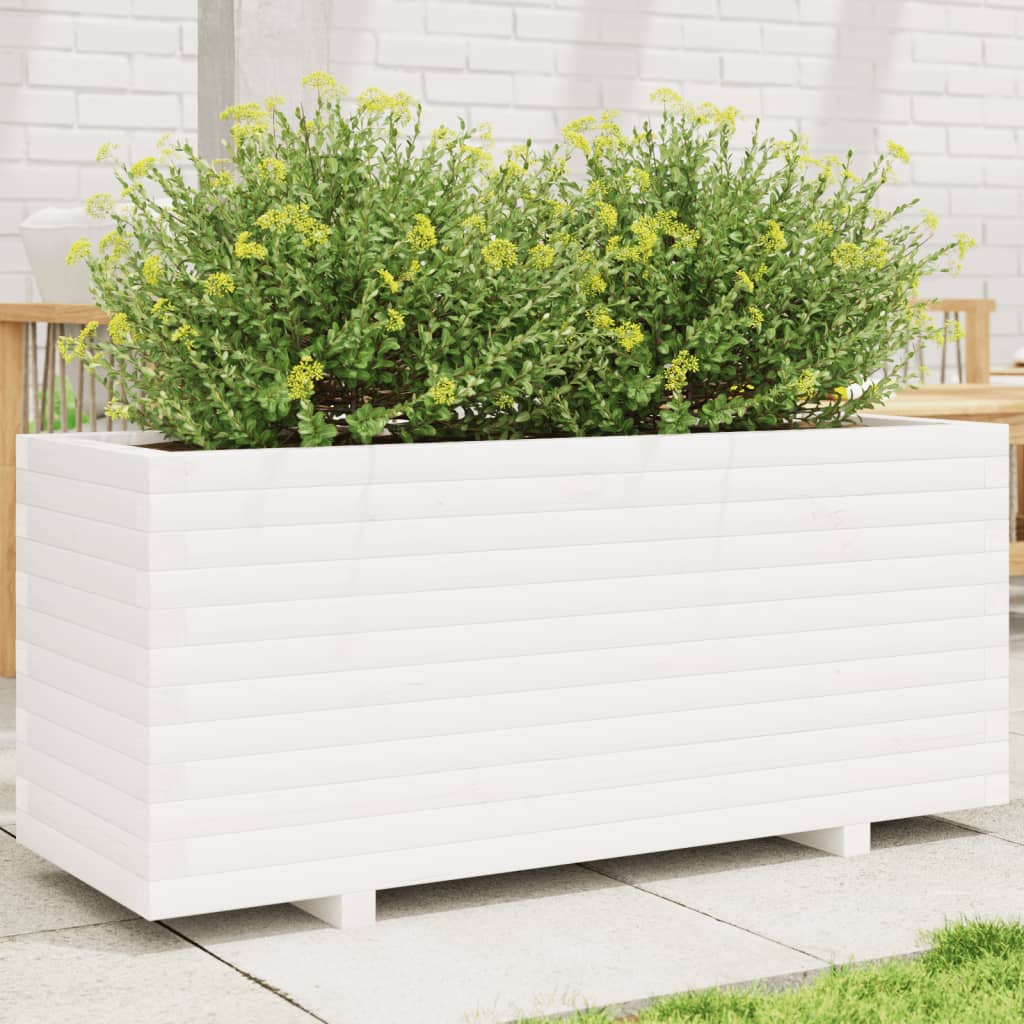 VidaXL Plantenbak 110x40x49,5 cm massief groenhout wit