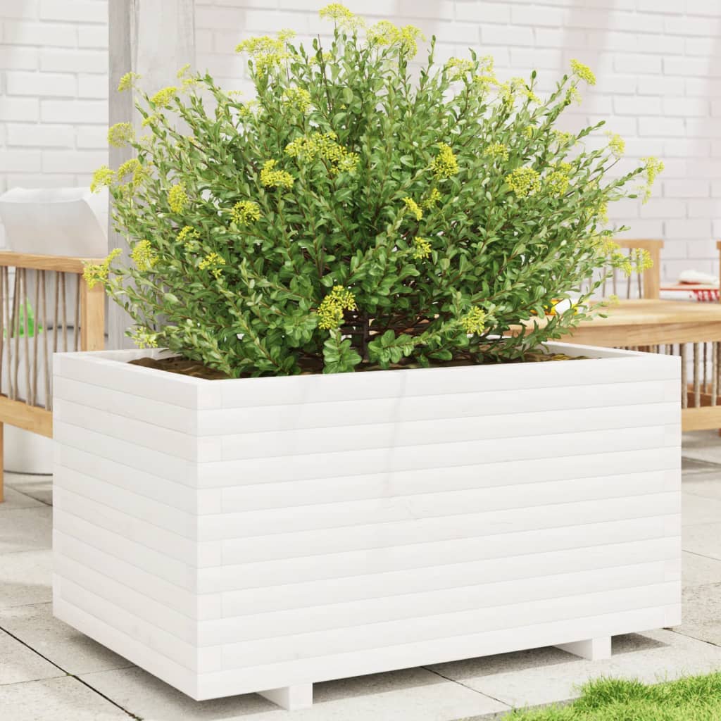 VidaXL Plantenbak 90x60x49,5 cm massief groenhout wit