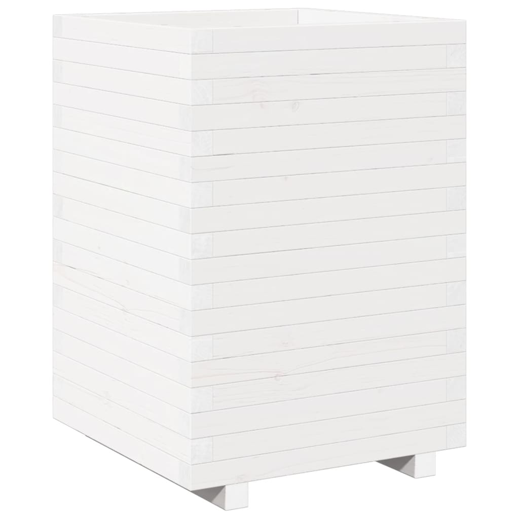 VidaXL Plantenbak 50x50x72,5 cm massief groenhout wit