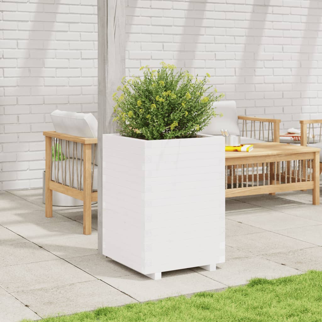 VidaXL Plantenbak 50x50x72,5 cm massief groenhout wit