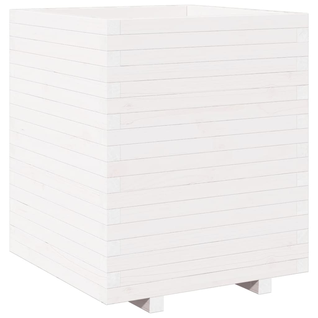 VidaXL Plantenbak 60x60x72,5 cm massief groenhout wit