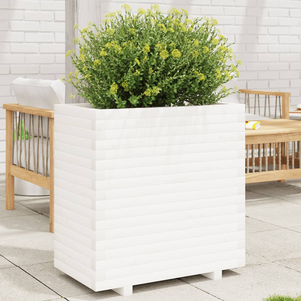 VidaXL Plantenbak 70x40x72,5 cm massief groenhout wit