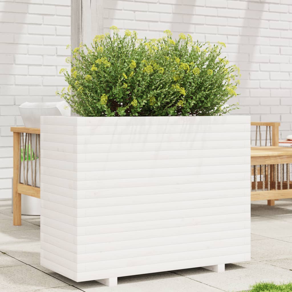VidaXL Plantenbak 90x40x72,5 cm massief groenhout wit