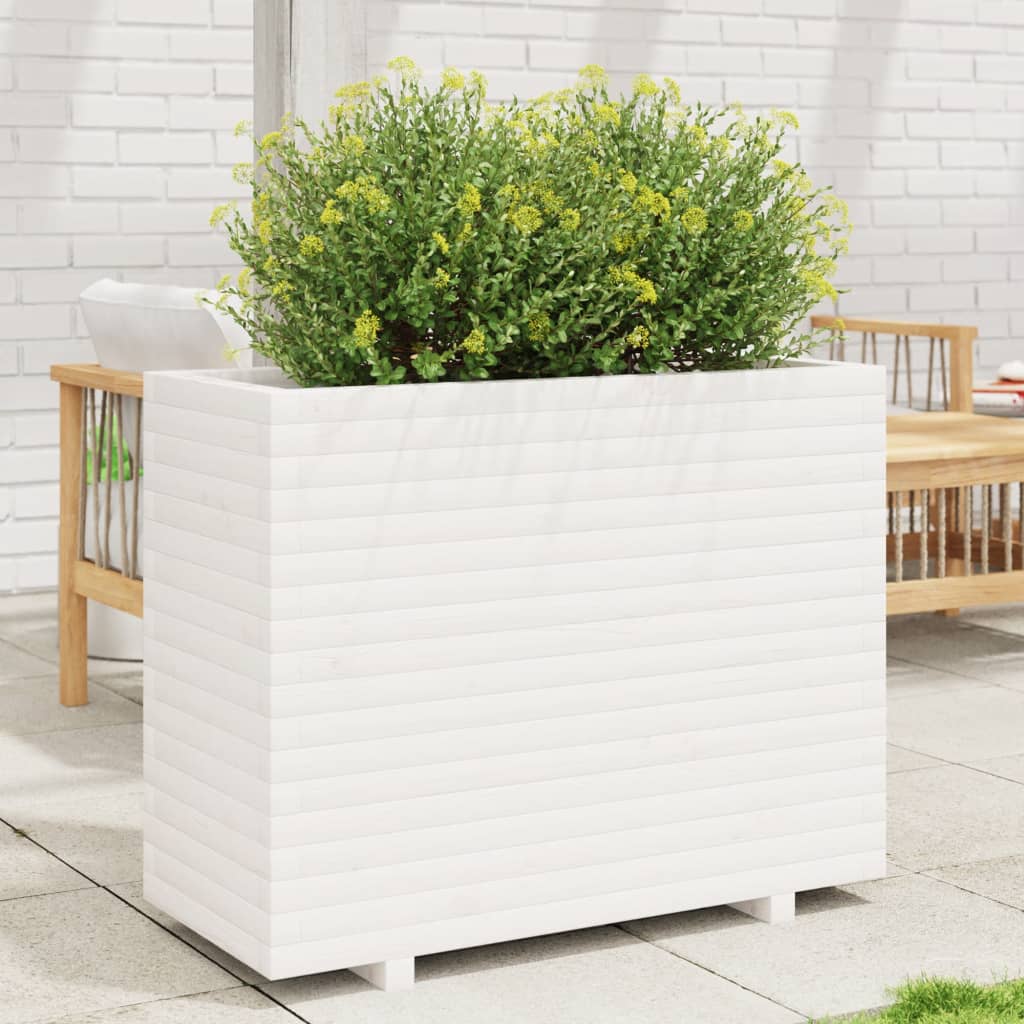 VidaXL Plantenbak 90x40x72,5 cm massief groenhout wit