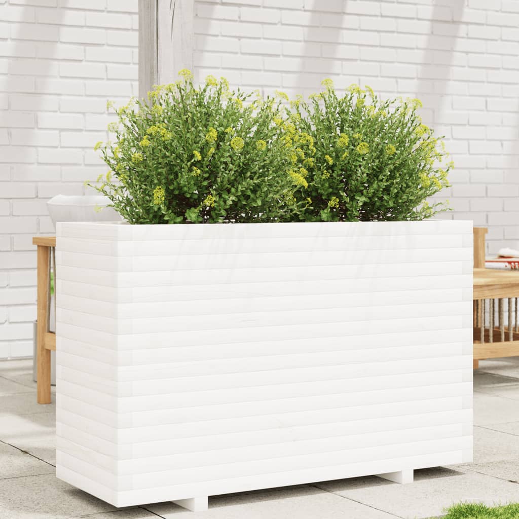 VidaXL Plantenbak 110x40x72,5 cm massief groenhout wit