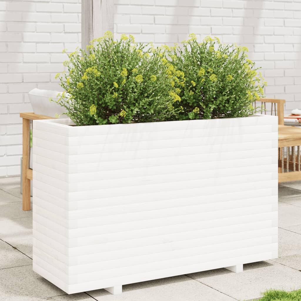 VidaXL Plantenbak 110x40x72,5 cm massief groenhout wit