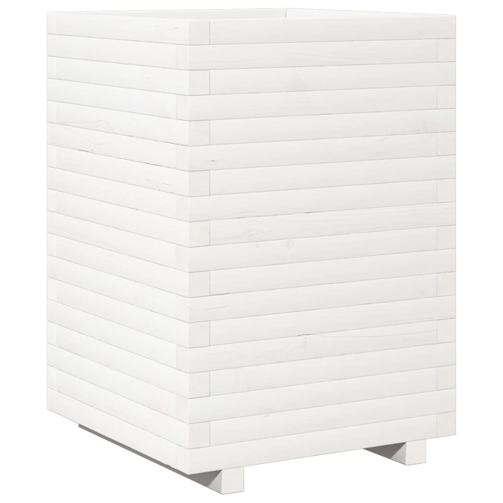 VidaXL Plantenbak 50x50x72 cm massief groenhout wit